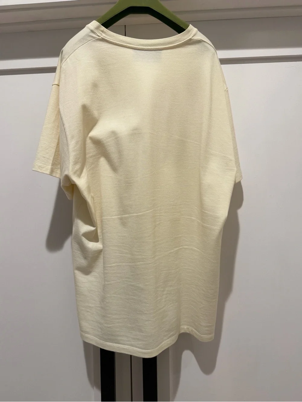 Gucci Cream Tee with Red Logo and Green Accents